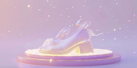 women's shoes on a pedestal - princess pink motif with copy space
