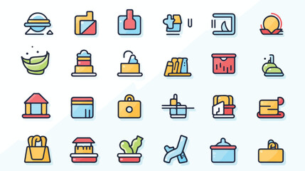Shopping outline mini concept symbols. E-commerce r