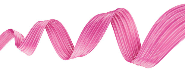 Abstract pink flow line. Isolated wavy ribbon. 3D rendered art.