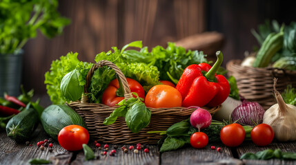 fresh vegetables in a basket on table