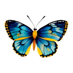 Obraz premium Butterfly isolated PNG watercolor illustration. Blue sublimation for logo design, Baby Shower, sticker, posters, wedding invitation, greating postcard, print