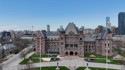 Naklejka premium Aerial view over to University of Toronto Canada - travel photography by drone
