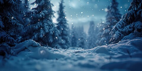 Snowy forest with trees covered in snow