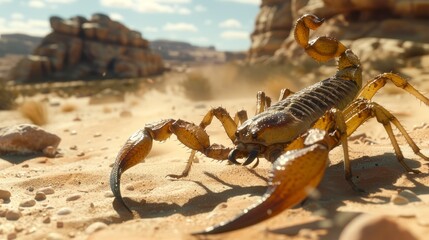 Close-up of a scorpion in the desert in high resolution and high quality. concept animals, danger
