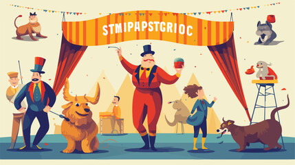 Shapito circus performance promo poster vector flat