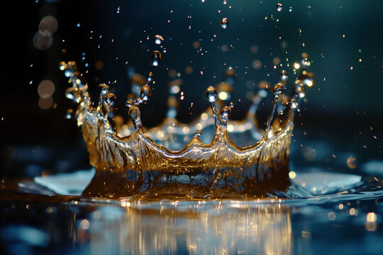 An isolated picture of a slow motion splash of water, themes of freshness, nature, and conservation of habbitat