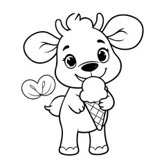 Simple vector illustration of Moose drawing for kids page