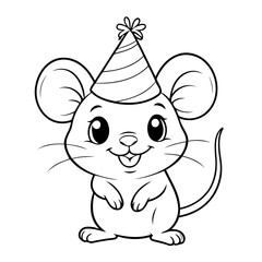 Simple vector illustration of mouse drawing for kids colouring activity