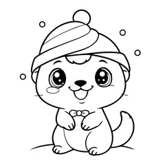 Cute vector illustration otter drawing colouring activity