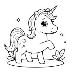 Cute vector illustration Unicorn hand drawn for kids page