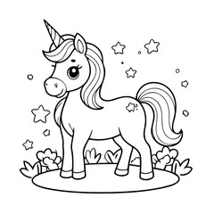 Cute vector illustration Unicorn doodle for kids colouring page