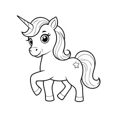 Simple vector illustration of Unicorn hand drawn for toddlers