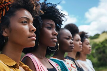 powerful portrait of united young black women standing together strength and solidarity concept