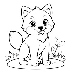 Vector illustration of a cute Wolf doodle for toddlers worksheet