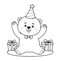 Cute vector illustration bear drawing for colouring page