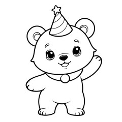 Cute vector illustration bear drawing for toddlers colouring page