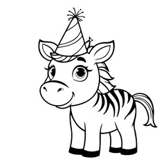 Simple vector illustration of Zebra hand drawn for kids page