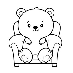 Cute vector illustration Bear for children colouring activity