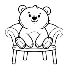 Cute vector illustration Bear for toddlers colouring page