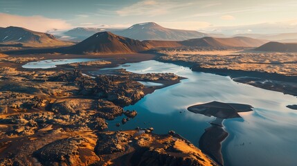 Obraz premium Aerial view of abstract background from Tjarnargigur Crater mountain crest in Kirkjubaejarklaustur, Southern region, Iceland.