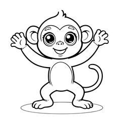 Simple vector illustration of Monkey drawing for toddlers book