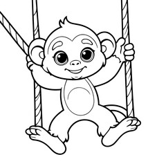 Simple vector illustration of Monkey for children colouring activity