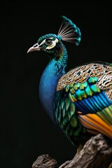 Obraz premium Vietnamese Peacock on small root in studio,