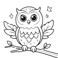 Vector illustration of a cute Owl drawing for toddlers coloring activity