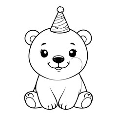 Vector illustration of a cute polarbear doodle for toddlers coloring activity