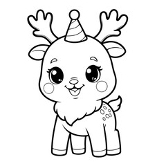 Cute vector illustration reindeer doodle for kids coloring worksheet