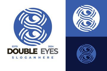 Double Eye logo design vector symbol icon illustration