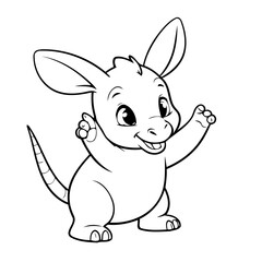 Vector illustration of a cute Aardvark doodle for kids colouring page
