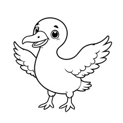Vector illustration of a cute Albatross drawing for toddlers coloring activity