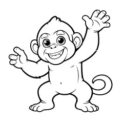 Cute vector illustration Ape doodle for kids colouring page