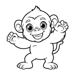 Simple vector illustration of Ape for children colouring activity