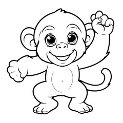 Cute vector illustration Ape drawing colouring activity
