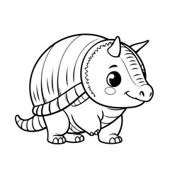 Simple vector illustration of Armadillo drawing for kids colouring page