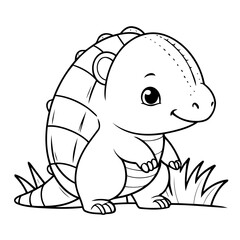 Simple vector illustration of Armadillo drawing for toddlers book