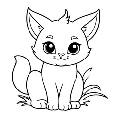 Vector illustration of a cute Caracal doodle for kids coloring worksheet