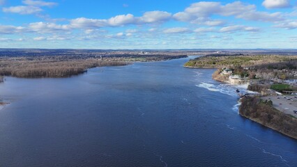 Low flight over a river in Canada amazing Nature and typical Canadian landscape - travel...
