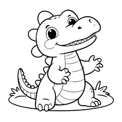 Vector illustration of a cute Crocodile doodle for toddlers coloring activity