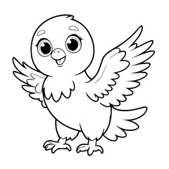 Vector illustration of a cute Eagle doodle for toddlers colouring page