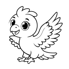 Simple vector illustration of Eagle drawing for kids colouring page
