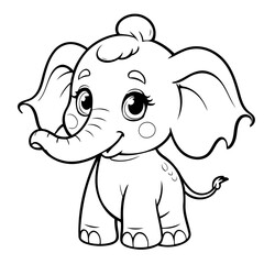 Simple vector illustration of Elephant hand drawn for toddlers