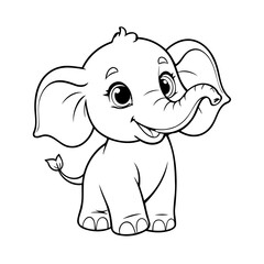 Vector illustration of a cute Elephant doodle colouring activity for kids