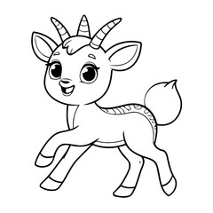 Simple vector illustration of Gazelle drawing for toddlers colouring page