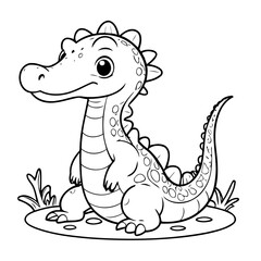 Simple vector illustration of Gharial for kids coloring page