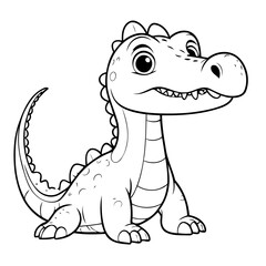 Simple vector illustration of Gharial for kids coloring page