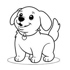 Vector illustration of a cute GoldenRetriever drawing for toddlers coloring activity
