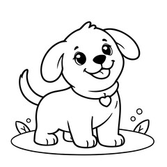 Simple vector illustration of GoldenRetriever drawing for kids page